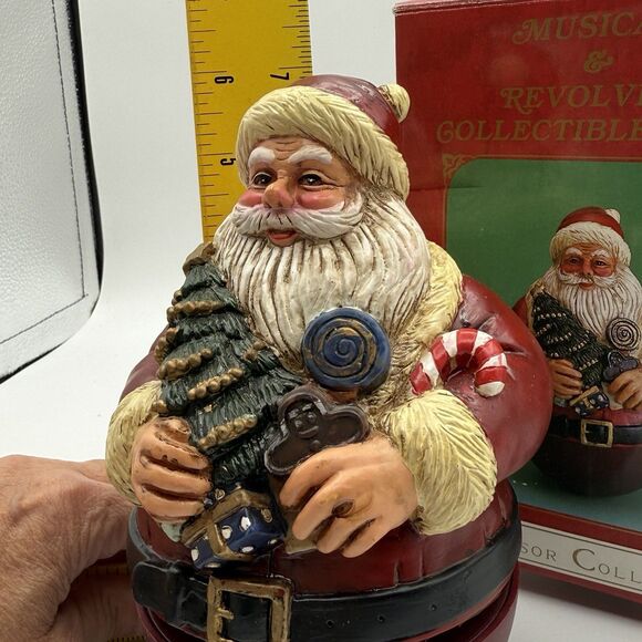 Vtg Musical Revolving Santa 7” Windsor Collection Roly Poly Video Works Wind 90s - Picture 8 of 12